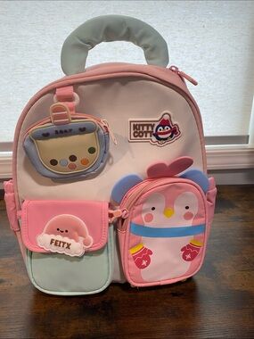 Kids Penguin Mini Backpack in Pink & Mint - Kitty Cott New in Package